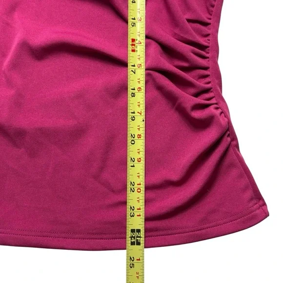 NWT GRACE KARIN Berry Pink Faux Wrap Blouse with Chiffon Split Sleeves M - Picture 8 of 12